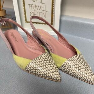 Pretty Ballerinas Sling back sanke skin suede shoes size 8 made in 🇪🇸